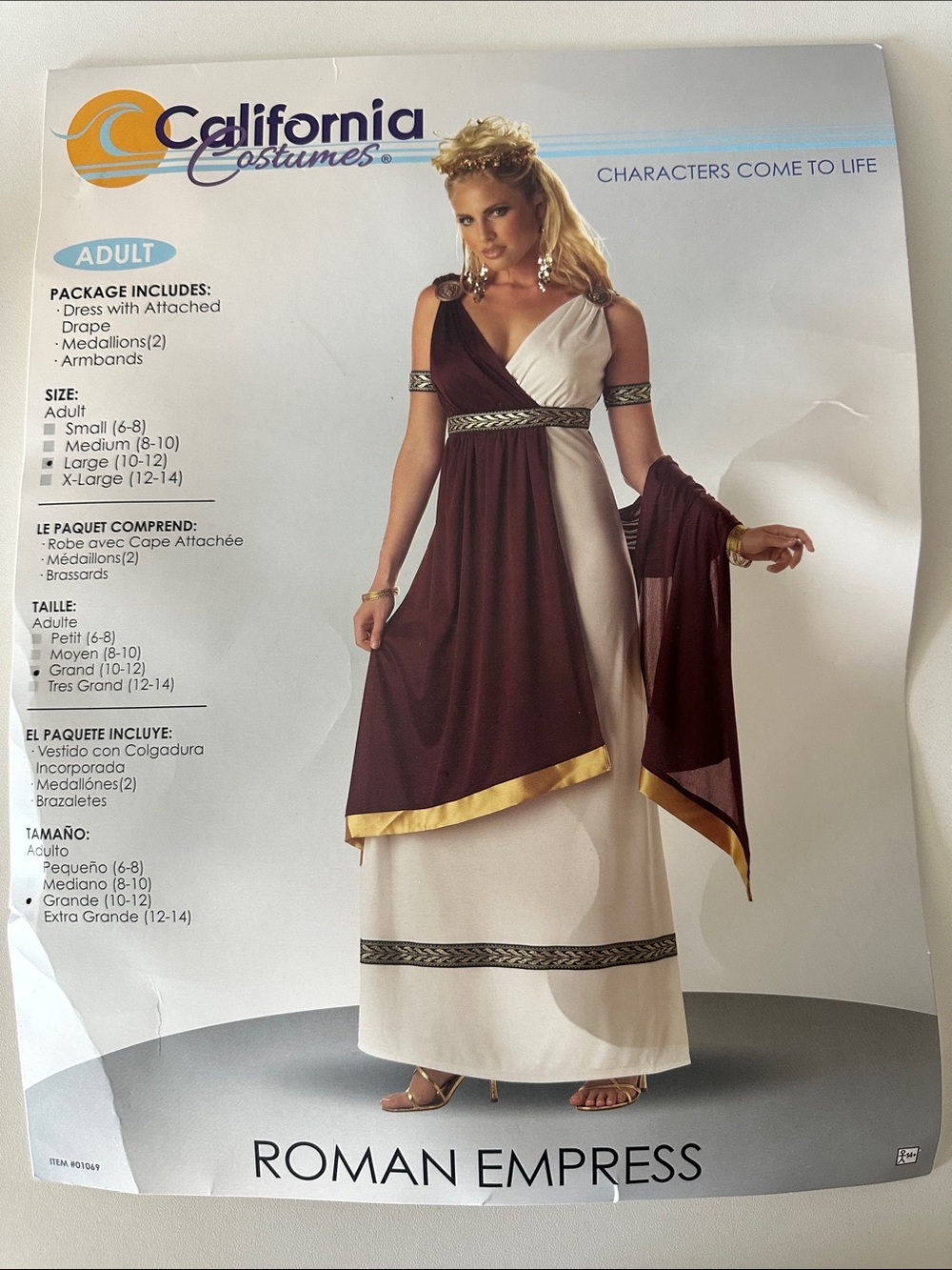 California Costumes Roman Empress Costume Size M/L